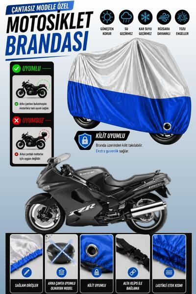 Cemku Twin غطاء محرك متوافق مع دراجة كاواساكي ZZR 1100 باللون الرمادي من الأع...