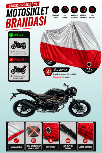 Cemku Twin غطاء محرك متوافق مع سوزوكي SV650X باللون الرمادي من الأعلى والأحمر...