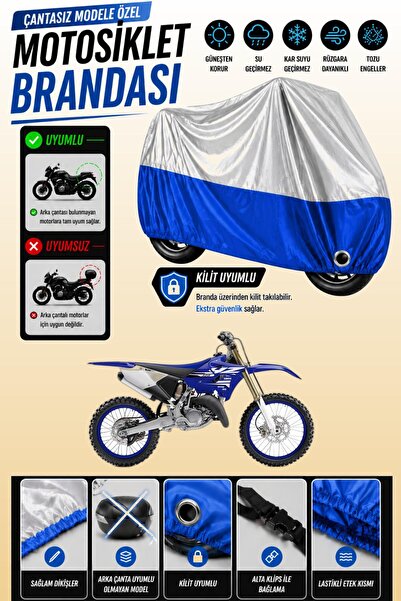 Cemku Twin غطاء محرك متوافق مع ياماها YZ 125 باللون الرمادي من الأعلى والأزرق...