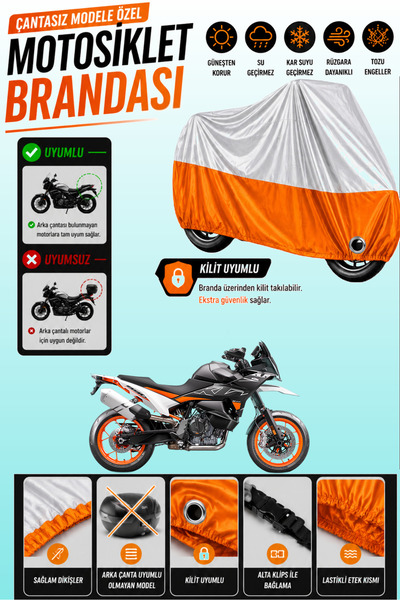 Cemku Twin غطاء محرك متوافق مع KTM 890 SMT باللون الرمادي من الأعلى والبرتقال...
