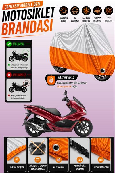Cemku Twin غطاء محرك متوافق مع هوندا PCX125 باللون الرمادي من الأعلى والبرتقا...