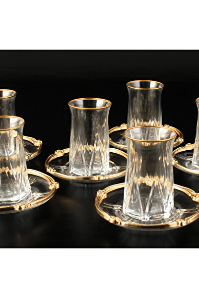 AbkaKristal 511-662 ÇAY TAKIMI SARAY GOLD DEKOR 6 KİŞİLİK 12 PARÇA