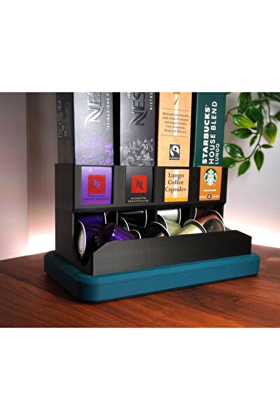 3DcraftTr Nespresso Kahve Kapsül Standı ve Organize Edici - 4 Bölmeli ( MAVİ ...