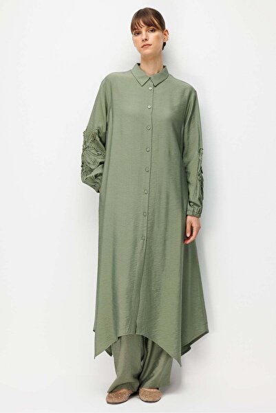 Micca Goldy 85% Lyocell Soft Fabric Sleeveless Maxi Tunic with Handcrafted Em...