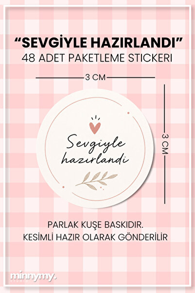Minnymy Sevgiyle Hazırlandı Etiket– 3 cm | 48 Adet