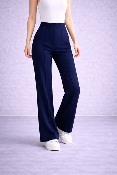 M&N Lycra Striped Palazzo Trousers -