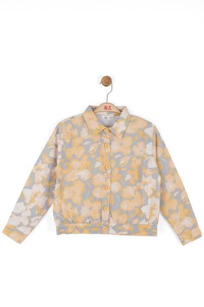 nk kids Nk Girl's Floral Patterned Buttoned Shirt 8-14 Years Yellow