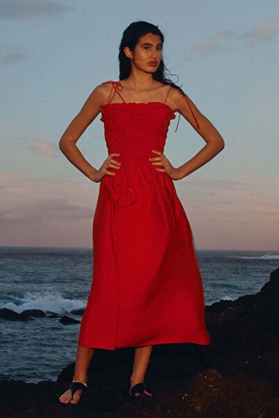H&M Smocked-bodice tie-strap dress