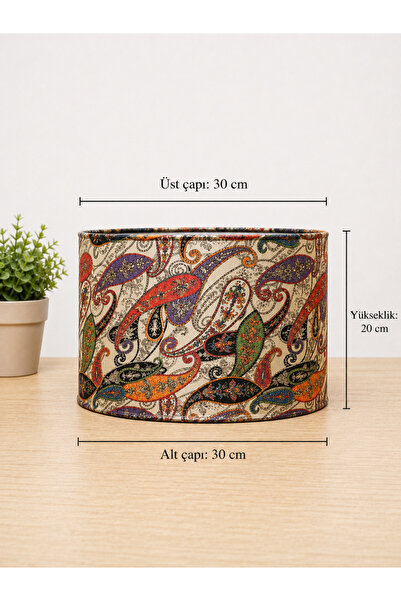 Natiorj Abajur Şapka Model 30 x 20 Ölçülü Silindir Masa Lambası İçin Kullanab...