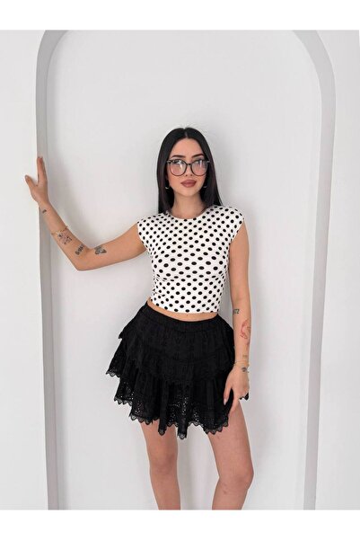 gozdefashion Women's Polka Dot Basic Crop