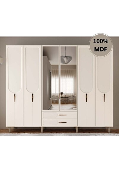 comiet Açelya 6 Kapak Mdf Ayaklı Tasarım Gardırop