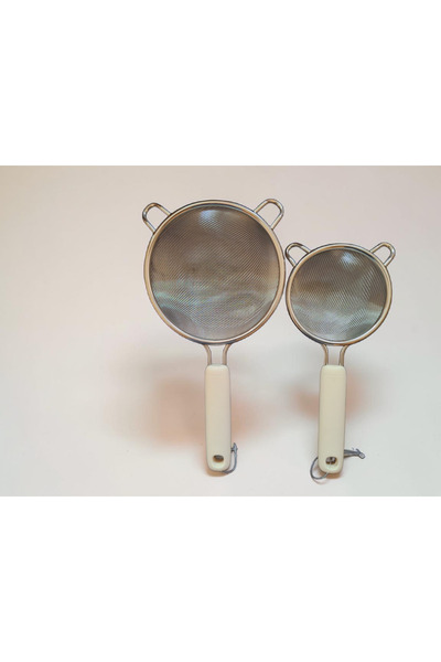 EMPA A V M 29 cm and 25 cm White Handle Stainless Steel Pasta Strainer Flour,...
