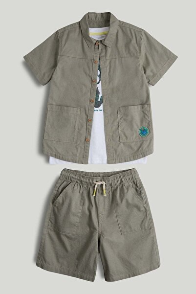 MOTHERCARE طقم قميص ريبستوب وشورت وتي شيرت