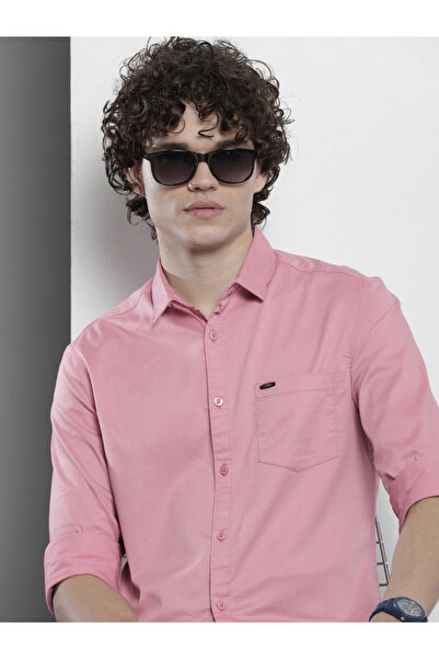 The Indian Garage Co By Styli Men Pink Slim Fit Solid Shirt
