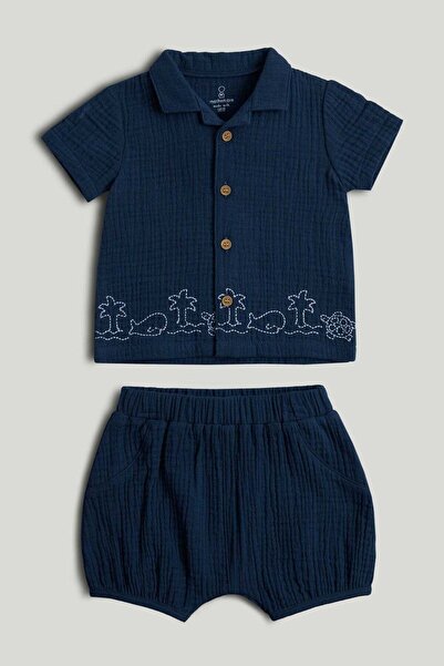 MOTHERCARE Blue Shirt and Shorts Outfit
