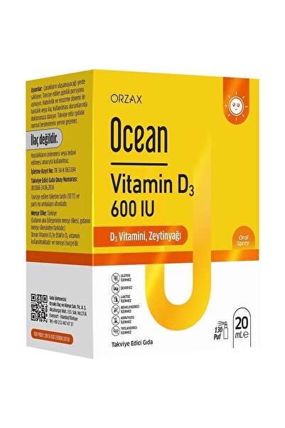 Orzax Ocean Vitamin D3 600 IU Oral Sprey 20 ml