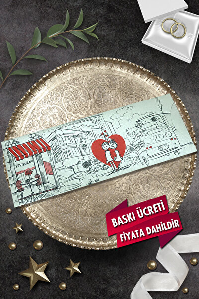 Cem Davetiye Düğün Nişan Nikah Kına Davetiyesi 3344 (100 ADET) Baskı Dahil