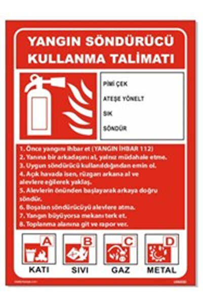 Yangın Söndürücü Kullanma Talimatı Uyarı Levhası