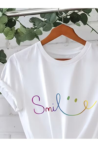 texila Unisex Smile Printed Oversize Crew Neck T-Shirt