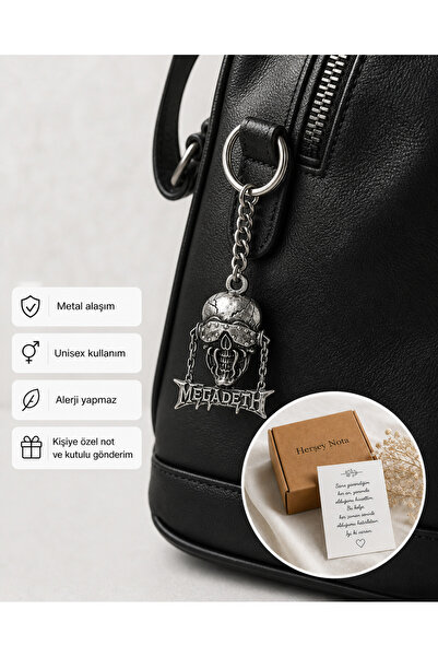 HER ŞEY NOTA www.herseynota.com Megadeth Themed Skull Keychain Unisex Metal M...