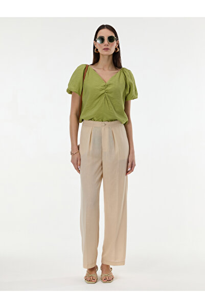 ORSAY Pantaloni de damă bej cu croială largă