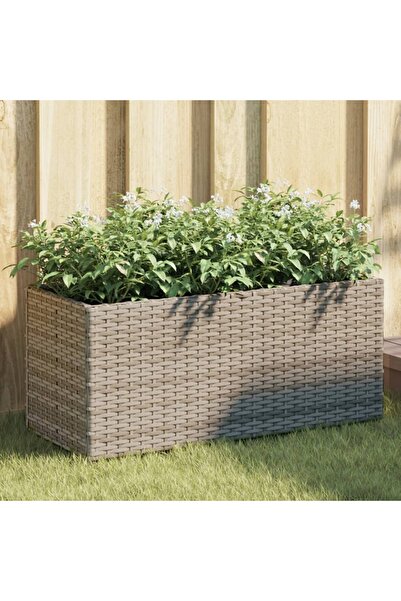 vidaxl Jardiniera de gradina cu 2 ghivece gri 72x30x32 cm poliratan
