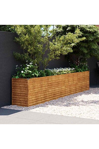 vidaxl Pat de gradina inaltat 385x50x69 cm, otel corten