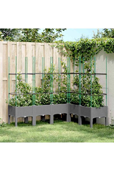 vidaxl Jardiniera de gradina cu spalier gri deschis 160x120x142,5cm PP