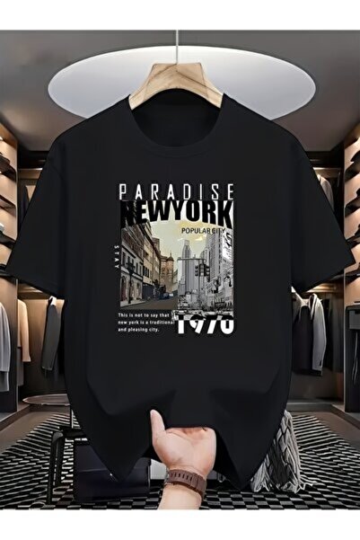 yiou trendy clothing Sovae Men's casual fashion T-shirt with PARADISE NEW YOR...