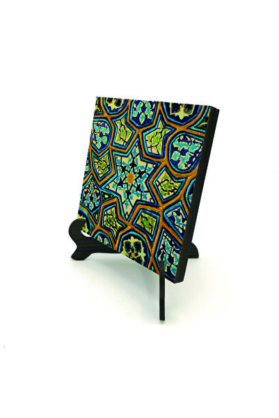 Sadrazam Istanbul green mosque mihrab motif printed mdf tabletop 10x10 1g-gre...