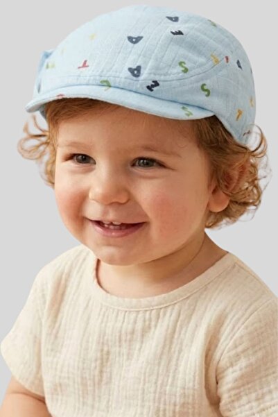ww waka waka kids store Harf Desenli Bebek Kasketi - Pamuklu Müslin Çocuk Şap...