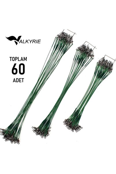 valkyrie 60 Adet Çelik Fishing Leader Seti – Paslanmaz Çelik Olta Halatı Lide...
