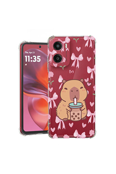 bestcase Husă Antișoc pentru Motorola Moto G06, Desen animat drăguț cu capiba...
