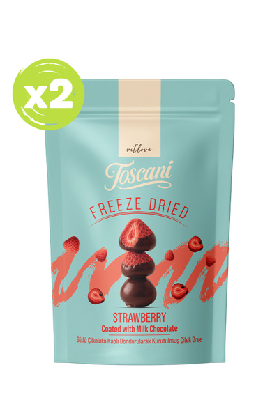 vit'love toscani Sütlü Çikolata Kaplı Dondurularak Kurutulmuş Çilek Draje 2 x...