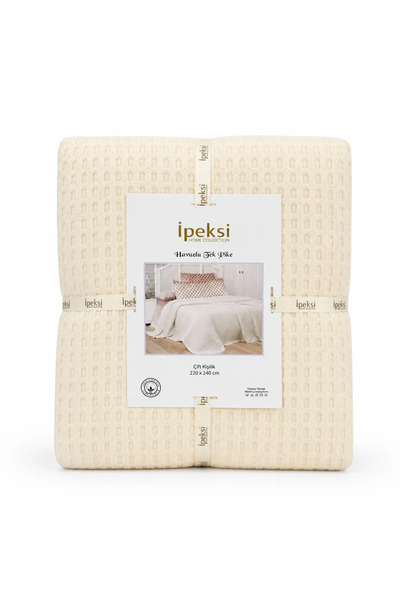 Çeyiz Merkezi İpeksi Havuzlu Tek Pike Çift Kişilik 220x240 cm KREM