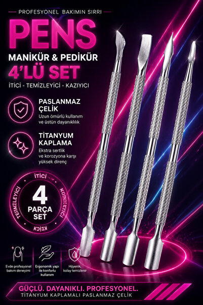 xolo Manikür Pedikür Seti 4’lü Kronk Paslanmaz Çelik Profesyonel Tırnak Temiz...