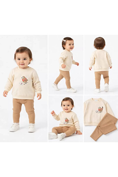 Veraura Lifestyle 6/24 Month Bird Printed Combed Cotton Baby Set with Tights