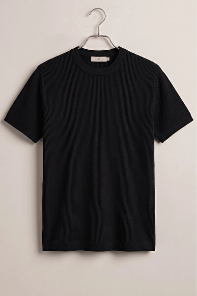 Edwox Men's Lycra Crew Neck T-Shirt Black Cd179