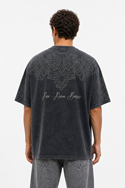 Respire Erkek Far From Basic Yıkamalı Oversize T-Shirt Siyah