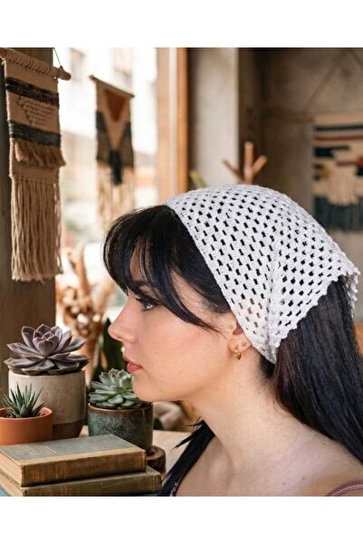 Vitaörgü El Yapımı Örgü Desenli Bandana