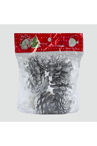ZERO LAND Ilkeshop 6-Piece Silver Pine Cone Christmas Tree Ornament (12135) -...