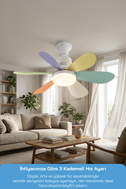 Sinbo SF-7708 3 LED Aydınlatmalı Sessiz Tavan Vantilatörü Kumandalı 6 Kanatlı