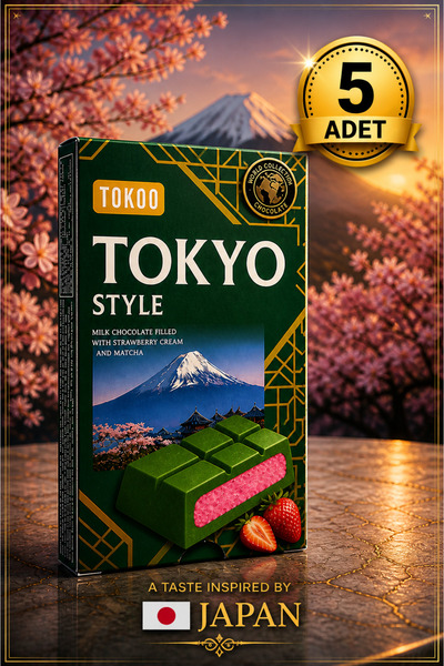 Tokoo Tokyo: 75g*5 ad. Çilekli krema dolgulu matchalı çikolata