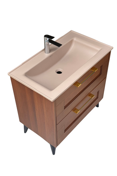 RealStone Lavabolu 80 Cm Masif Kapak Banyo Dolabı