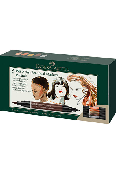 Faber Castell Комплект двустранни артистични маркери PITT, 5 броя, Портрет, Ф...