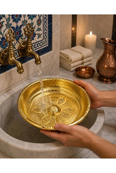 HCE STORE Hamam Tası İşlemeli Motifli Kurna Tası