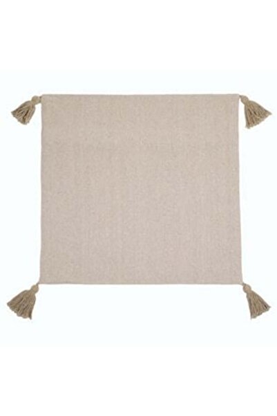 SHOPIENS Față de pernă din bumbac bej cu ciucuri 43 x 43 cm