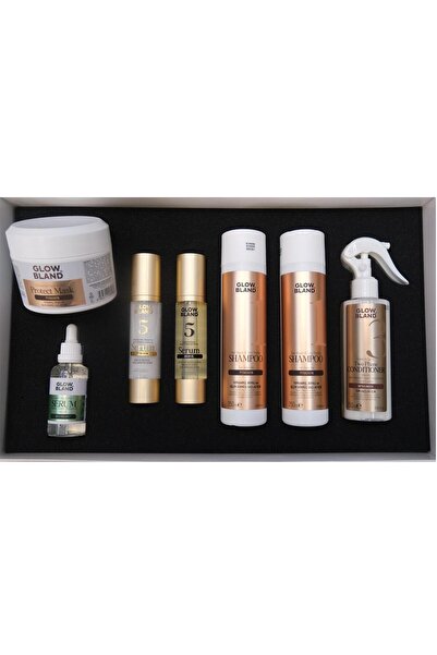 GLOW BLAND Yıpranmış & Boyalı Saç Bakım Seti – Şampuan, Serum, Maske ve Çift ...