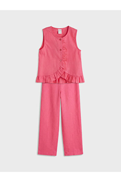 LC Waikiki Set pentru fete cu pantaloni largi și volane