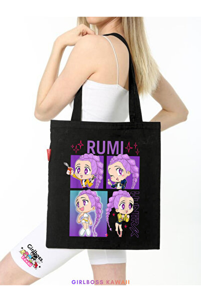Girlboss Kawaii Rumi Black Shoulder Bag, K-Pop, Demon Hunters, Demon Slayers